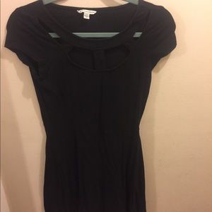 Black T-shirt dress with cutouts